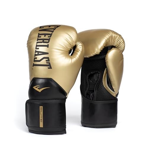 Everlast Elite 2 Boxing Gloves Pro Training Heavy Bag Gloves Men Women Ventilated Palm MultiLayer Protection GoldBlack 14 oz - Image 1