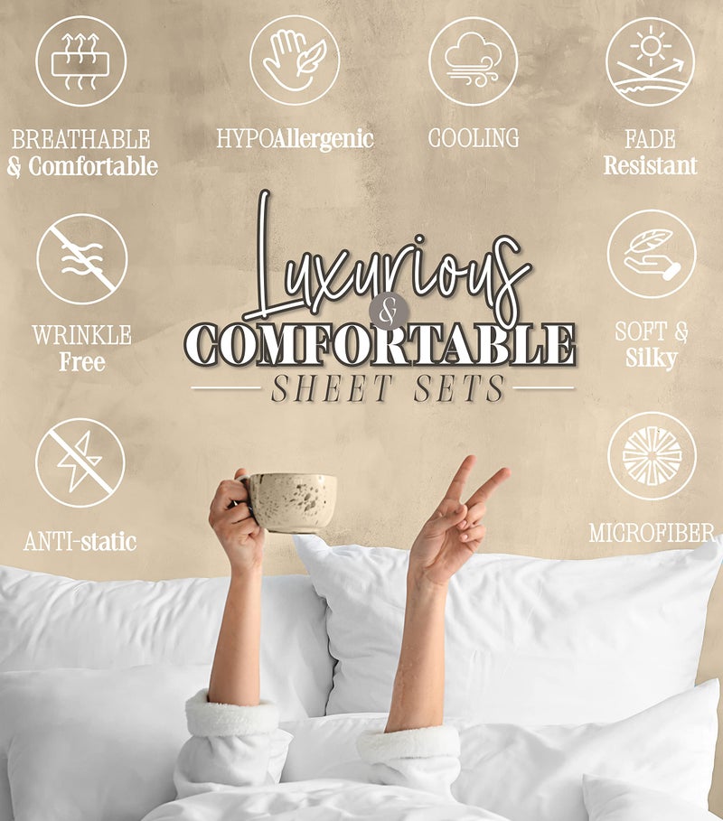 Elegant Comfort Elegant Comfort Aria Tie-Dye 4-Piece Sheet Set  1500 Premium Hotel Quality Microfiber  Spiral Tie-Dye  Soft  Fade and Wrinkle Resistant  Fitted Sheet with Smart Pockets  4PC Tie-Dye Twin XL  Mocha  - Image 5
