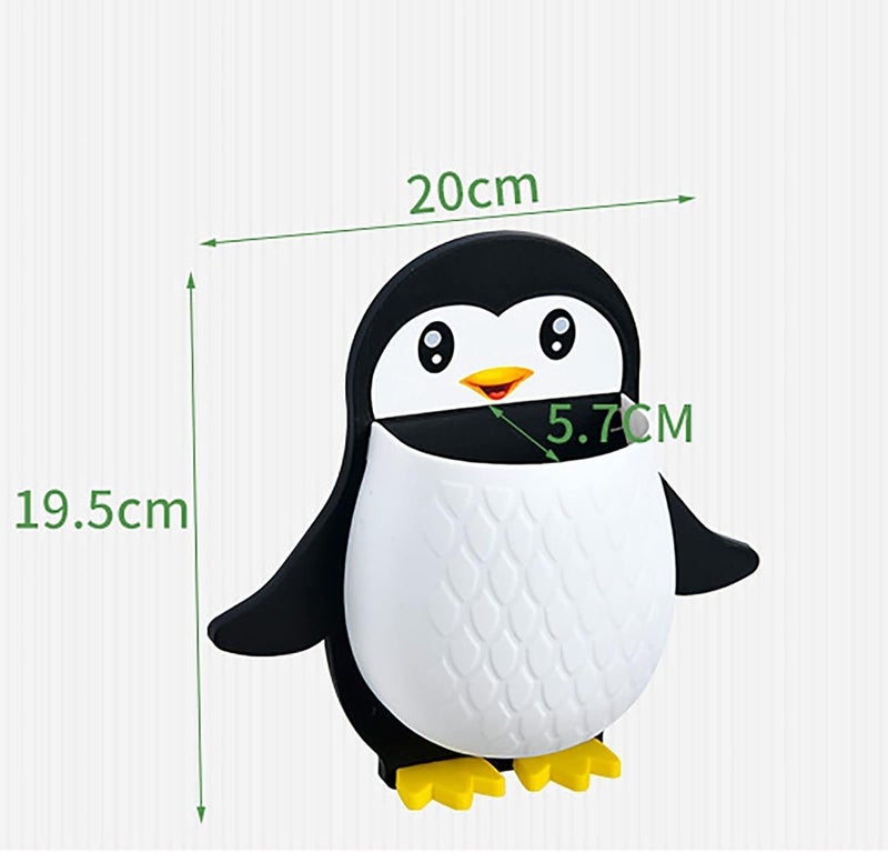 MERCEHIVE Penguin Storage Box & Bedside Wall Toothbrush Holder | Adhesive Wall Shelf with Phone Bracket | Office Wall Organizer & Pen Holder (Pack of 2) - Image 4