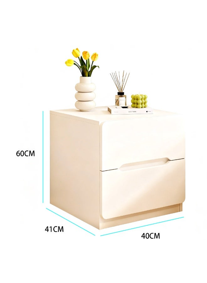 40*41*60 سم طاولة سرير بسيطة مع مساحة تخزين طاولة جانبية خشبية مع 2 أدراج تخزين لغرفة المعيشة وغرفة النوم أبيض - Image 2