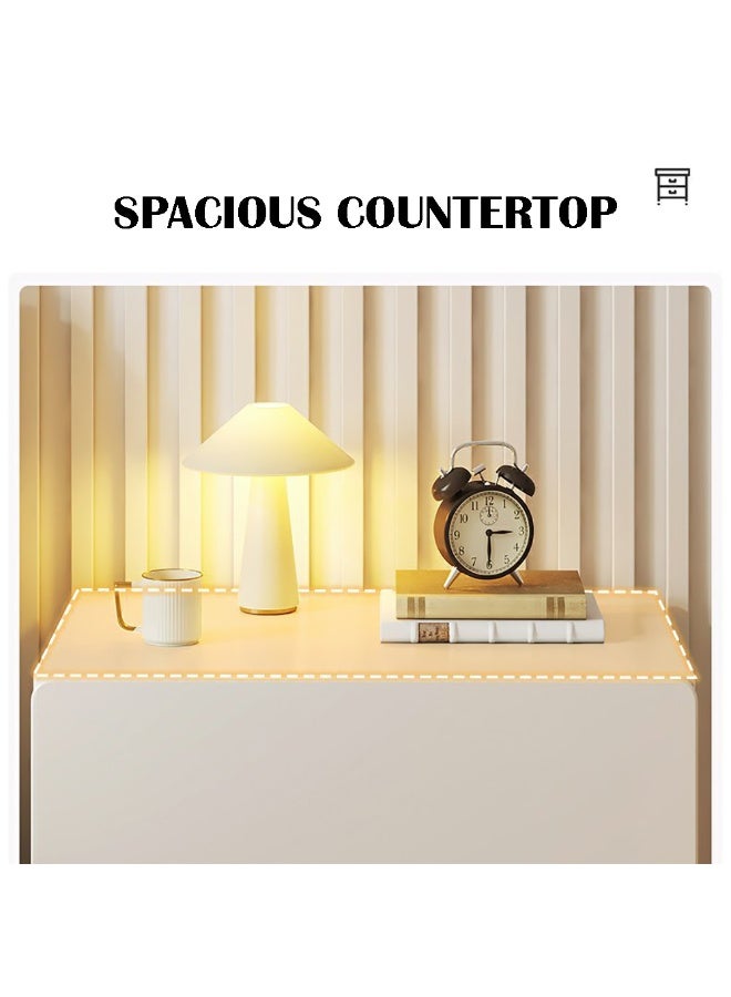 40*41*60 سم طاولة سرير بسيطة مع مساحة تخزين طاولة جانبية خشبية مع 2 أدراج تخزين لغرفة المعيشة وغرفة النوم أبيض - Image 5