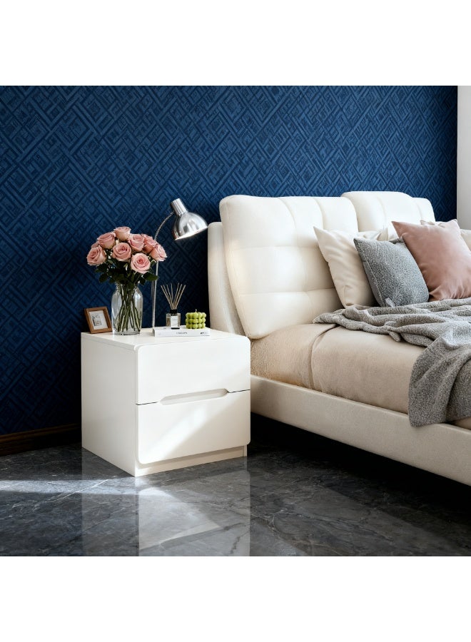 40*41*60 سم طاولة سرير بسيطة مع مساحة تخزين طاولة جانبية خشبية مع 2 أدراج تخزين لغرفة المعيشة وغرفة النوم أبيض - Image 3