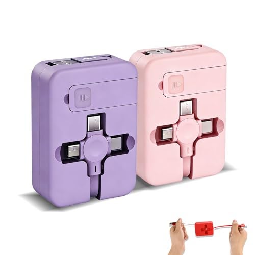 Gartmost 2 Pcs 3 in 1 Retractable Multi Fast Chargers Cable(3.28FT) with USB C/Micro USB/L and Phone Stand, Compatible with iPhone 17/16/15/14/13/12/11/10/9/8/Android/Tablet - Image 1