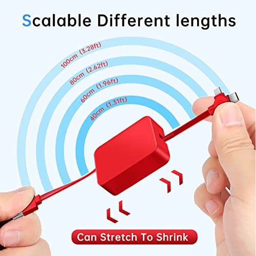 Gartmost 2 Pcs 3 in 1 Retractable Multi Fast Chargers Cable(3.28FT) with USB C/Micro USB/L and Phone Stand, Compatible with iPhone 17/16/15/14/13/12/11/10/9/8/Android/Tablet - Image 4