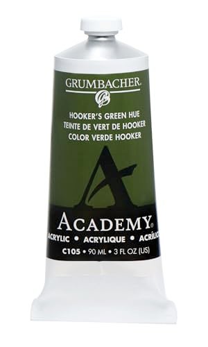 Grumbacher Academy Acrylic Paint, Gloss, 90ml/3 oz Metal Tube, Hooker's Green Hue - Image 1