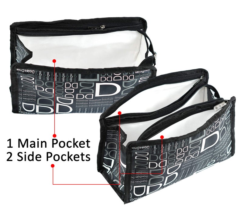TULMAN Polyester Travel Cosmetic Pouch (Set of 3 Dojes Black) - Multipurpose Organizer for Makeup, Jewelry, Toiletries & Accessories Organizer Compact & Lightweight - Unisex for Men & Women - Image 3