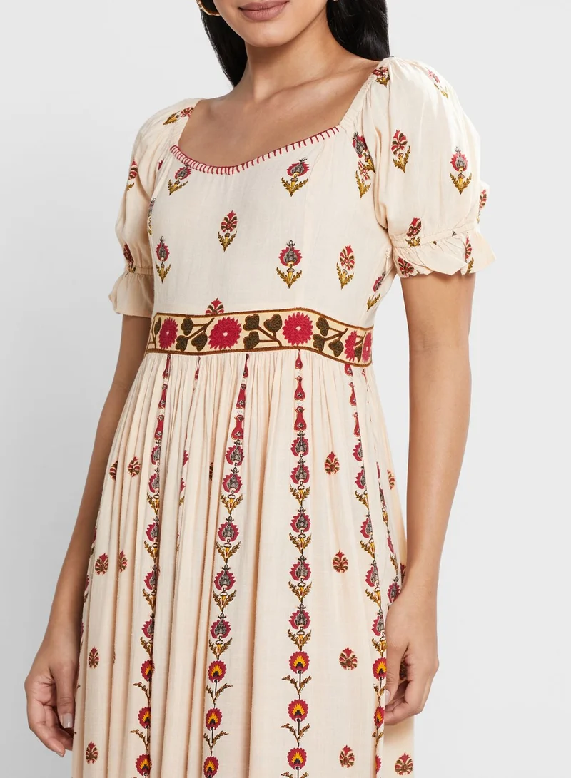 Aarke by Ritu Kumar Balloon Sleeve Printed Dress