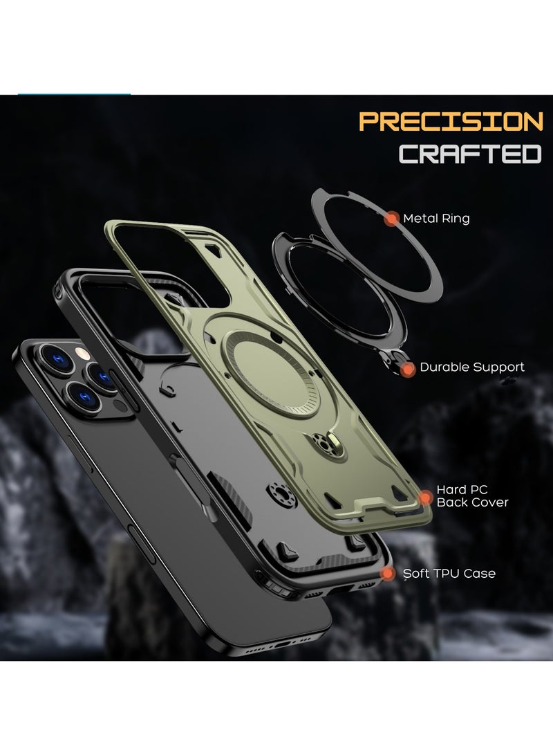 XLogiX for iPhone 15 Pro Max Armoured Case with Built-in Kickstand | Heavy-Duty Protection | Shockproof | Slim Design | Compatible with MagSafe Accessories, ArmourX Series for iPhone 15 Pro Max - GREEN - Image 3