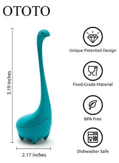 OTOTO Baby Nessie Loose Leaf Tea Infuser, Cute Tea Infuser Strainer, Cute Tea Gifts - Long Handle Neck, Ball Body Lake Monster Silicone Tea Infuser for Herbal Tea Blue  - Image 2
