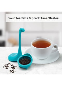 OTOTO Baby Nessie Loose Leaf Tea Infuser, Cute Tea Infuser Strainer, Cute Tea Gifts - Long Handle Neck, Ball Body Lake Monster Silicone Tea Infuser for Herbal Tea Blue  - Image 4