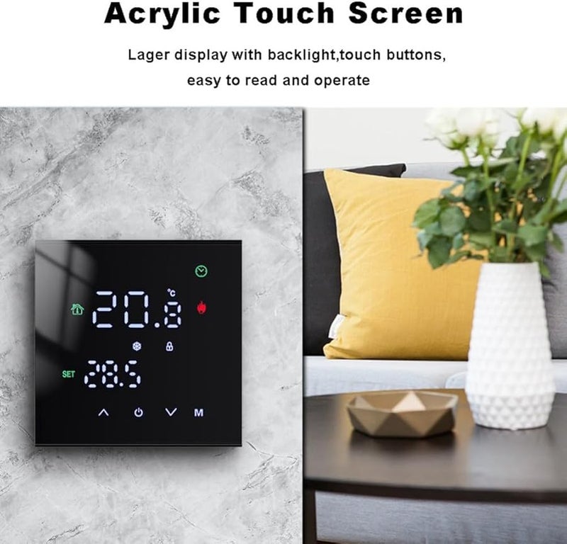 Programmable Thermostat LCD Touch Display Dual Sensor Smart Heating GB White - Image 4