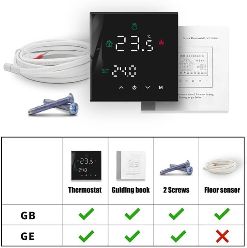 Programmable Thermostat LCD Touch Display Dual Sensor Smart Heating GB White - Image 5