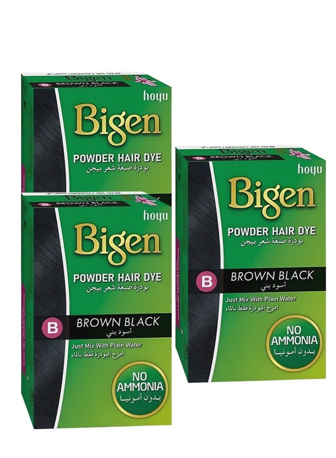 بايجن 3 قطع بودرة صبغ الشعر باللون البني والأسود مع الماء العادي بدون أمونيا 6 جرام - Image 1