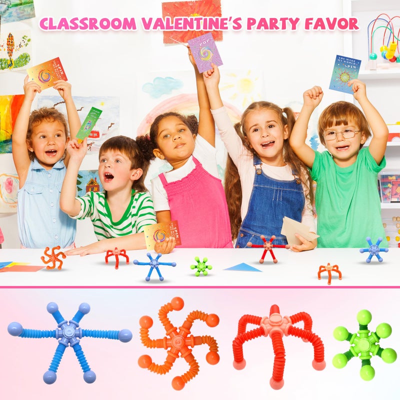 Gocozer 28 Packs Kids Valentines Cards For School With Pop Tubes Finger Spinner  Valentine'S Day Cards With Fidget Spinner Toys  Kids Valentines Party Favor  Valentine'S Day Classroom Prizes - Image 5