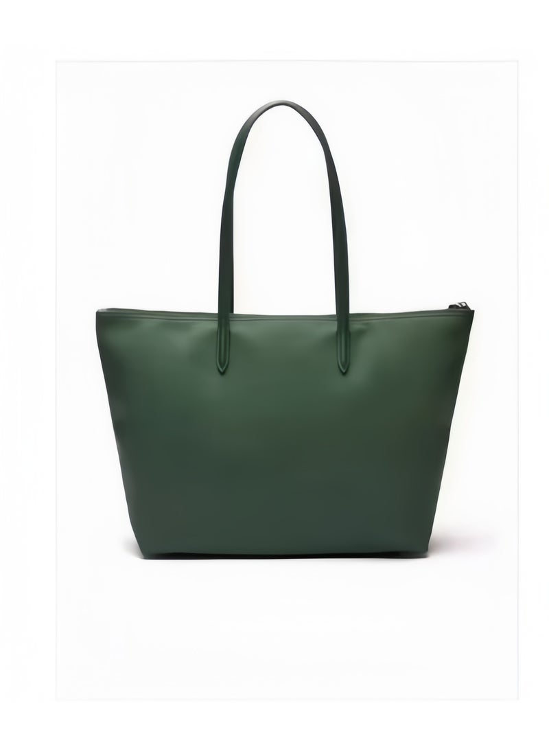 لاكوست مفهوم المرأة L12.12 الموضة متعددة الاستعابات كبيرة السحاب حقيبة اليد حقيبة الكتف حقيبة كبيرة خضراء - Image 3