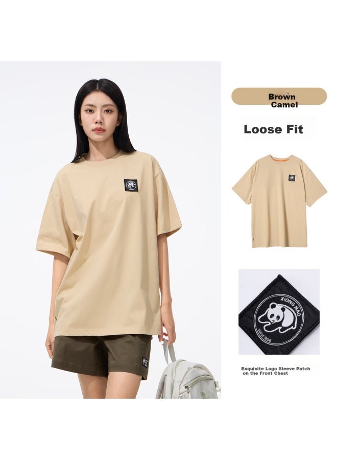 Panda Camel Series Outdoor Short Sleeve Quick Dry T-Shirt Men And Women Spring Summer Sports Casual Top Inner Wear K170 Camel, M - Image 1