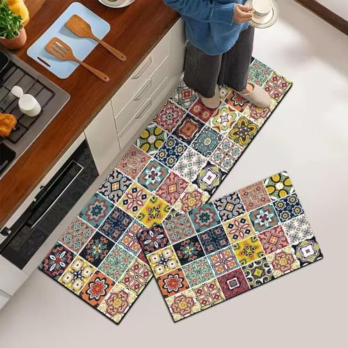 DHRUVINE 2-Piece Non-Slip Cushioned Kitchen Mats – Waterproof Standing Rugs for Floor, Sink, Home Office, Laundry (Comfort Anti-Fatigue Mat Set) - Image 1