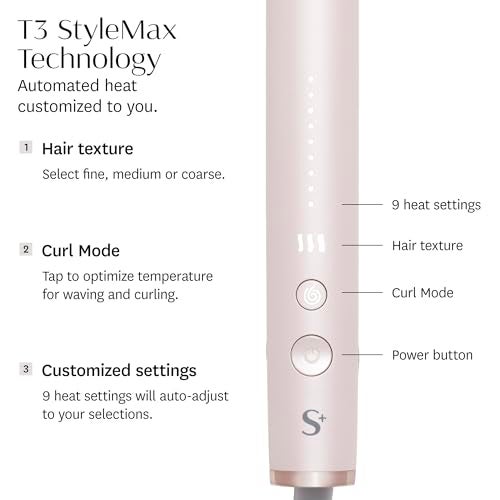 T3 SinglePass StyleMax Professional 1" Ceramic Flat Iron with Custom Heat Automation, 9 Heat Settings, Longer Ceramic Plates, For Straightening, Waving, Curling & Styling - Image 2