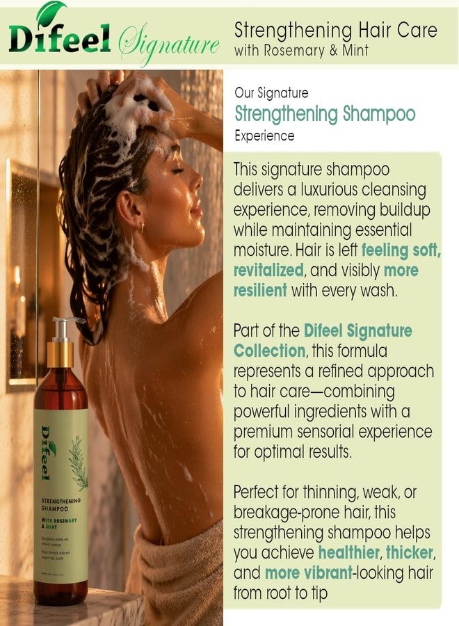 Difeel Signature Strengthening Shampoo with Rosemary & Mint 33.8 oz. - Premium Biotin Infused Formula for Growth, Scalp Stimulation & Breakage Repair – Sulfate-Free, Nourishing & Thickening Shampoo - Image 4