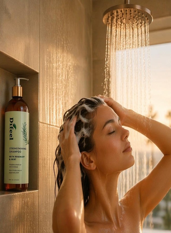 Difeel Signature Strengthening Shampoo with Rosemary & Mint 33.8 oz. - Premium Biotin Infused Formula for Growth, Scalp Stimulation & Breakage Repair – Sulfate-Free, Nourishing & Thickening Shampoo - Image 5