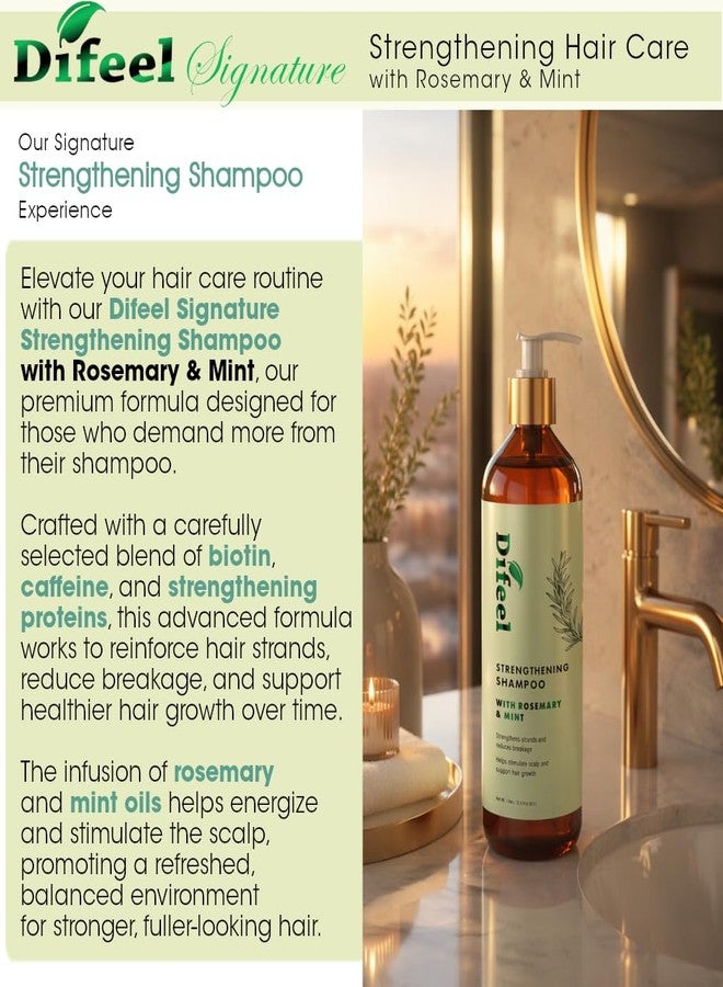 Difeel Signature Strengthening Shampoo with Rosemary & Mint 33.8 oz. - Premium Biotin Infused Formula for Growth, Scalp Stimulation & Breakage Repair – Sulfate-Free, Nourishing & Thickening Shampoo - Image 3