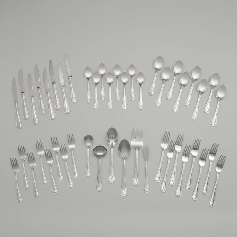 Riverridge 10-167 Beaded 46 Piece Monogrammed Flatware Set  Letter W  No Size  Silver - Image 3
