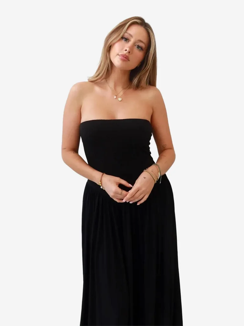 زوبعة فستان ماكسي سوفي بدون حمالات بقصة ضيقة