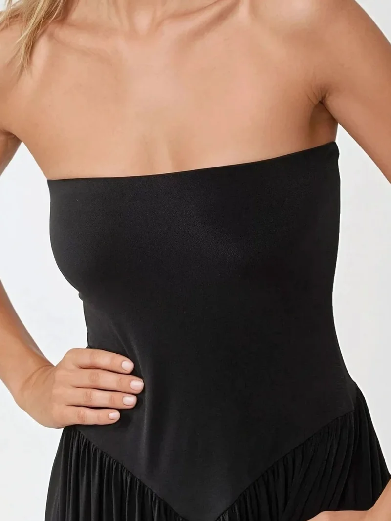 HICCUP Black Sofie Strapless Fitted Maxi Dress for Women | Best Price UAE