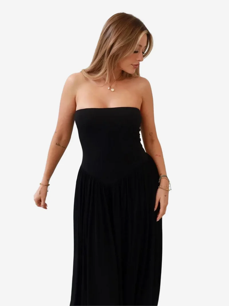 زوبعة فستان ماكسي سوفي بدون حمالات بقصة ضيقة