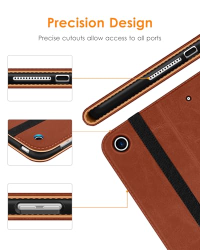 DTTO for iPad 9th/8th/7th Generation 10.2 Inch Case 2021/2020/2019, Premium Leather Business Folio Stand Cover with Apple Pencil Holder - Auto Wake/Sleep and Multiple Viewing Angles, Dark Brown - Image 5