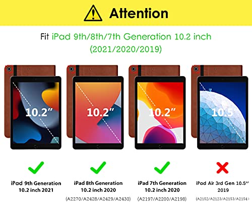DTTO for iPad 9th/8th/7th Generation 10.2 Inch Case 2021/2020/2019, Premium Leather Business Folio Stand Cover with Apple Pencil Holder - Auto Wake/Sleep and Multiple Viewing Angles, Dark Brown - Image 2
