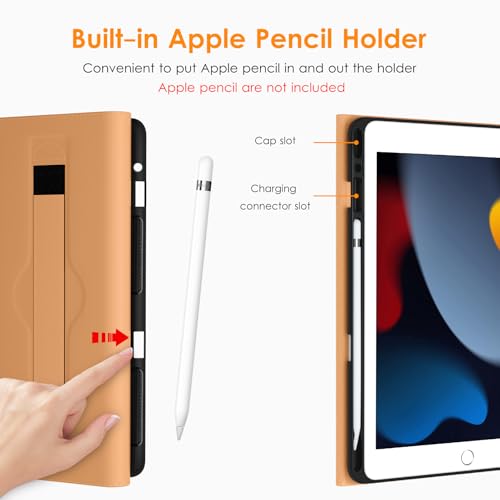 DTTO for iPad 9th/8th/7th Generation 10.2 Inch Case 2021/2020/2019, Premium Leather Business Folio Stand Cover with Apple Pencil Holder - Auto Wake/Sleep and Multiple Viewing Angles, Dark Brown - Image 4