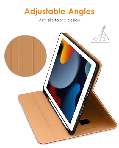DTTO for iPad 9th/8th/7th Generation 10.2 Inch Case 2021/2020/2019, Premium Leather Business Folio Stand Cover with Apple Pencil Holder - Auto Wake/Sleep and Multiple Viewing Angles, Dark Brown - Image 3