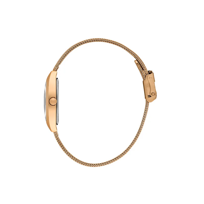 DANIEL KLEIN Women's Mesh Band Rose Gold Alloy Case Analog Blue Square Sunray Dial Japanese Quartz Premium 30 Meters Water Resistant