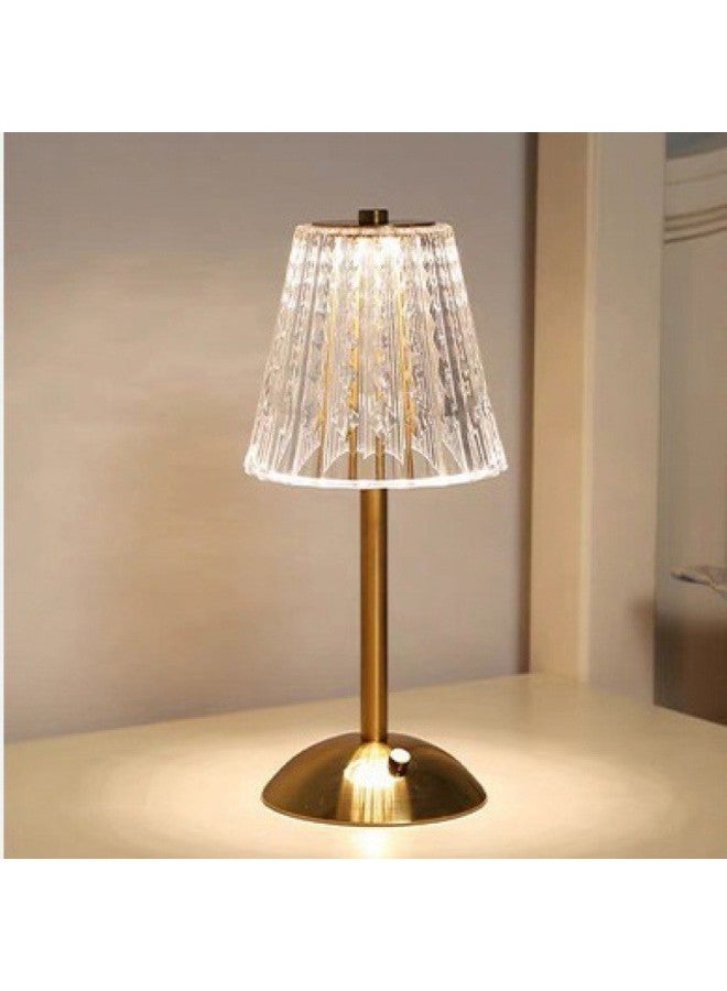 Loquat Direct Supply Metal Led Acrylic Crystal Rechargeable Touch Bedroom Bedside Lamp Atmosphere Light Luxury Night Light-Light Source Power:LED-Light Color:Plug-in Retro Raindrop - Image 2