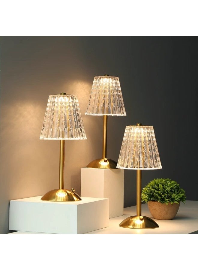 Loquat Direct Supply Metal Led Acrylic Crystal Rechargeable Touch Bedroom Bedside Lamp Atmosphere Light Luxury Night Light-Light Source Power:LED-Light Color:Plug-in Retro Raindrop - Image 1