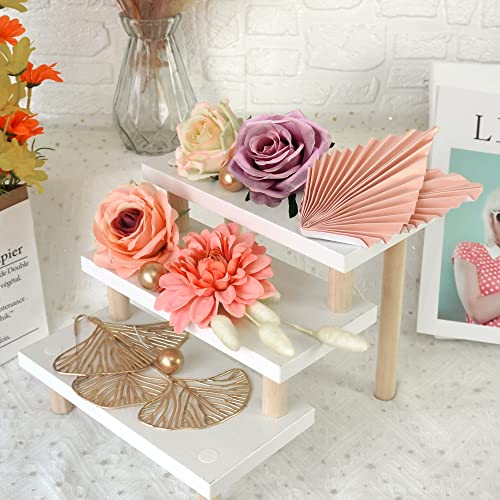DRWATE Boho Cake Topper Flower Cake Topper Pink Palm Leaves Cake Decorations with Artificial Rose Ginkgo Leaves and Balls for Wedding Baby Shower Birthday Boho Flower Themed Party Supplies (Pink) - Image 3