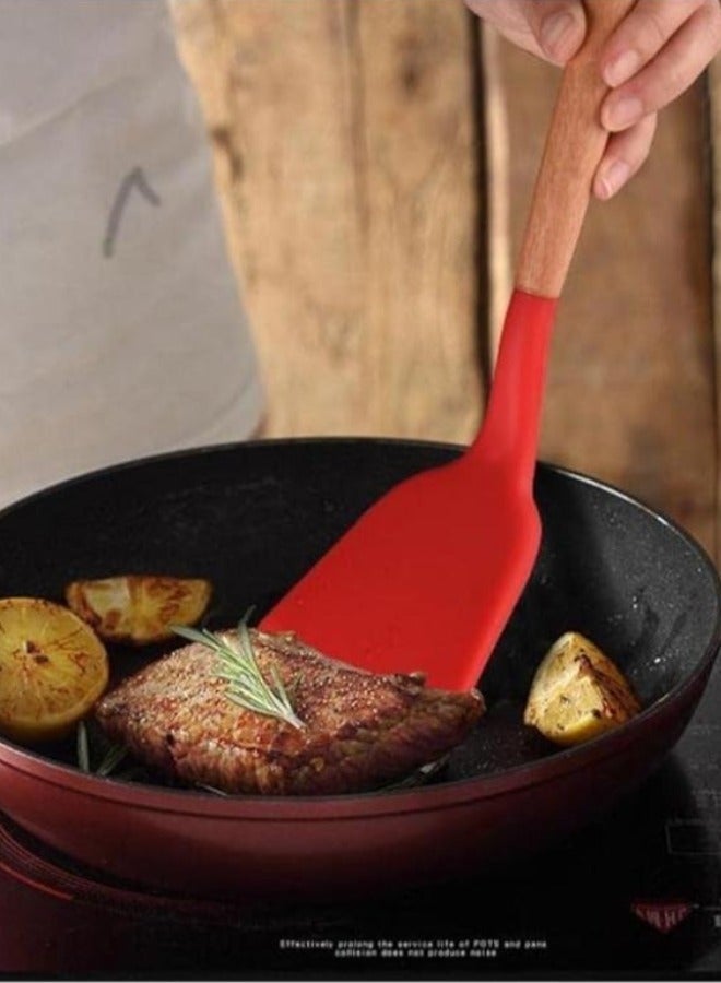 إلترازون 12-Piece Silicone Cooking Utensil Set with Wooden Handles – Heat-Resistant, Non-Stick Safe, Food-Grade BPA-Free, Durable Kitchen Tools with Holder – Dishwasher Safe - Image 5