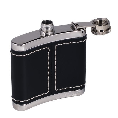 Jack Daniels Licensed Barware Jack Daniel's Black Leather Wrapped Stainless Steel Flask - Image 3