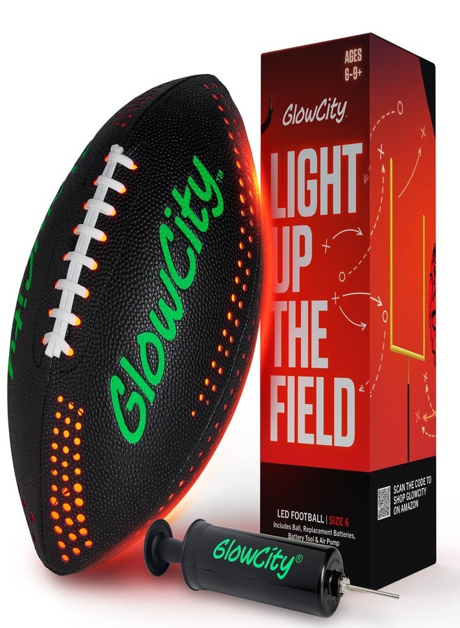 GlowCity Glow in The Dark Football - Size 6 Light Up PU Ball for Teen Boys & Adults - Cool Sports Gift for Night Outdoor Games - Birthday Gifts Ideas for Teen Boys Teenager Ages 12 13 14 15 16 17 18 - Image 1
