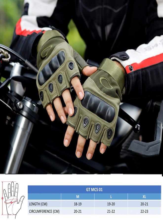 BADOWL Nylon Tactical Half-Finger Gloves for Sports, Hard Knuckle, Motorcycle Riding, Arm Shooting, Travelling, Camping and Hiking (Green, L) - Image 5