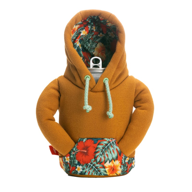 PUFFIN Puffin - The Hoodie Sweatshirt - Insulated 12 oz Can Cooler I Beer Bottle & Soda Can Insulator  Keep Drinks and Beverages Cold - Honey Brown/Island Time - Image 1