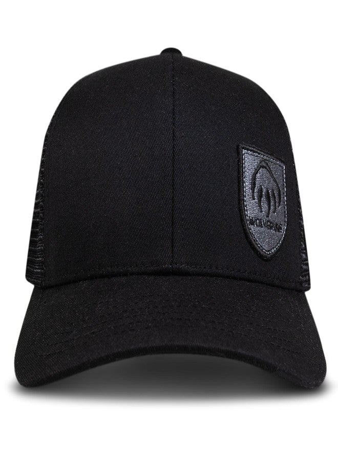 وولفرين قبعة سائق شاحنة مزينة بشعار مخلب ولفيرين مطرز | إبزيم خلفي قابل للتعديل | ألواح شبكية | ماصة للرطوبة | أسود - Image 1