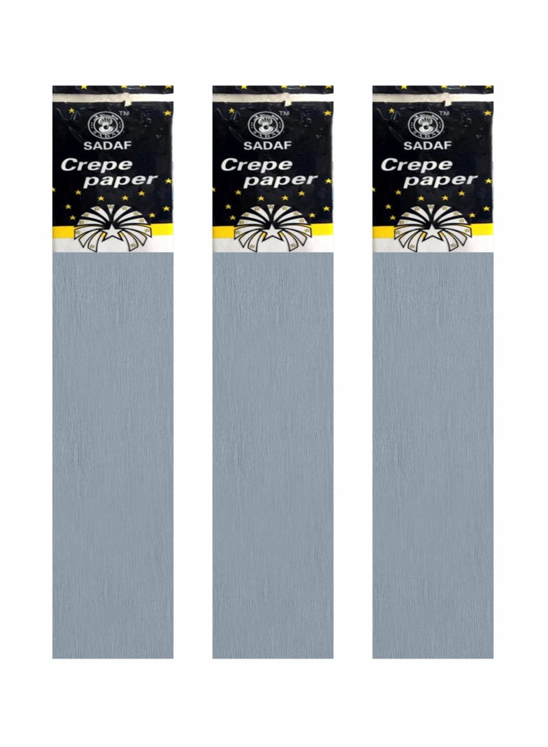 Sadaf Crepe Paper For Art Grey Colour 50x200cm Size (Pack of 3) - Image 1