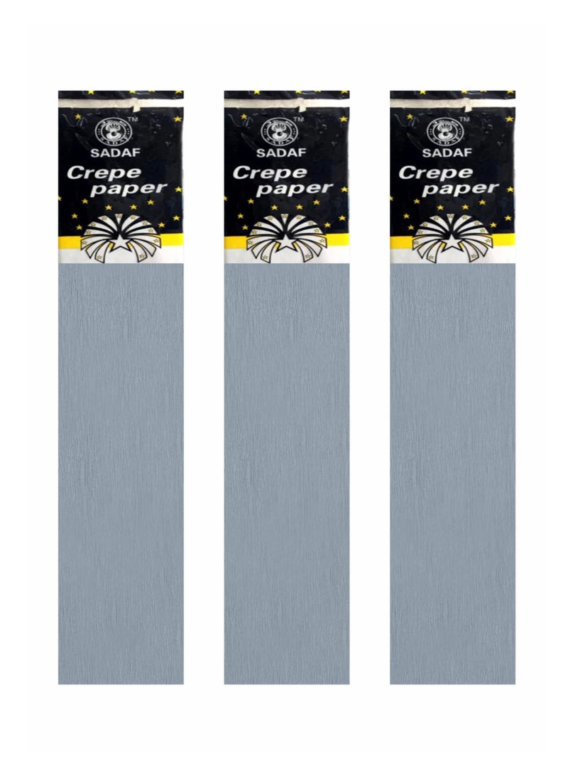 Sadaf Crepe Paper For Art Grey Colour 50x200cm Size (Pack of 3) - Image 2