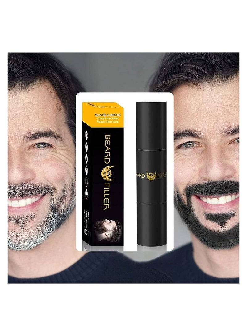Beard Pen Filler, 2 in 1 Filling Stick and Brush for Men, Waterproof, Long Lasting Natural Looking Pen, Moustache Hair Makeup, Effective Enhance Facial Hair, Black - Image 1