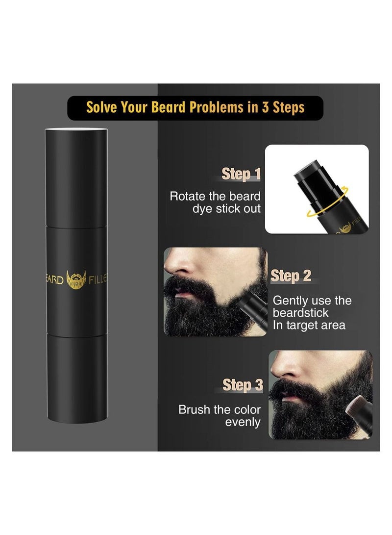 Beard Pen Filler, 2 in 1 Filling Stick and Brush for Men, Waterproof, Long Lasting Natural Looking Pen, Moustache Hair Makeup, Effective Enhance Facial Hair, Black - Image 4