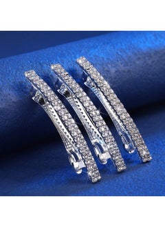 Mtlee 8 Pieces Rhinestone Hair Barrettes Bling Silver Hair Clips Metal Spring Hair Grip Clips Two Row Rhinestone Hair Clips Rhinestone Hair Accessories Crystal Ponytail Holder Side Clips For Women Girls  - Image 5