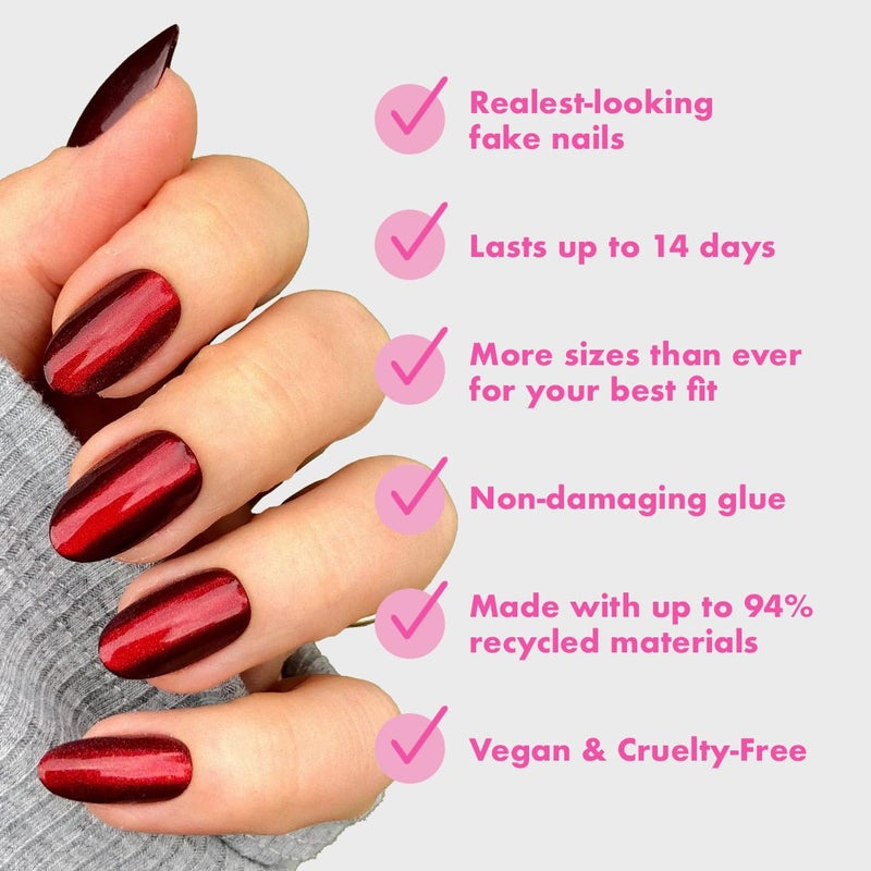 Olive & June Instant Mani Press-On Nails (Glue) | 42 Fake Nails, 21 Sizes | Non-Toxic, Long-Lasting Recycled Materials Realistic Look | Salon-Quality at Home | Medium, Oval | Obsessed Velvet - Image 3