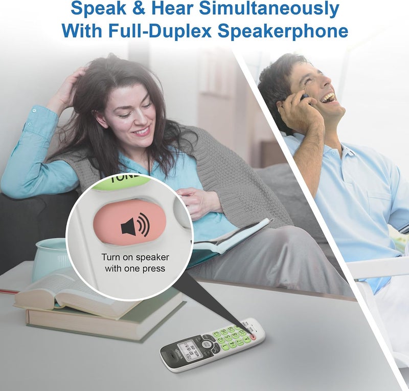 VTech VG131 DECT 6.0 Cordless Phone with Bluetooth, Full Duplex Speakerphone, Caller ID, and 1000ft Range (White/Grey) - Image 3